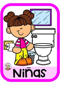 a girl standing in front of a toilet with the word ninjas written on it