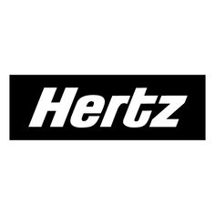 the logo for hertz is white and black