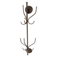 a coat rack with three hooks on it