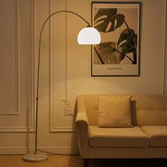 a living room scene with focus on the floor lamp