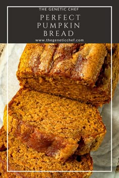 sliced pumpkin bread with text overlay