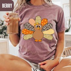 Cute Thanksgiving Turkey Tee - Stylish Patterns on Comfort Colors Shirt   Introducing our adorable turkey t-shirt, perfect for Thanksgiving celebrations! This delightful design showcases a turkey with its feathers featuring a variety of patterns and prints, including leopard spots and playful polka dots. Made from comfortable fabric by Comfort Colors, this tee is both stylish and festive, making it a perfect addition to your holiday wardrobe. Stand out at gatherings with this unique piece that e Turkey Tshirt Diy, Wardrobe Stand, Turkey Pattern, Easy Turkey, Thanksgiving Tee, Cute Autumn, Turkey Shirts, Vintage Thanksgiving, Thanksgiving Celebration