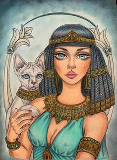 an egyptian woman holding a cat in her arms with the caption art cheetah written below