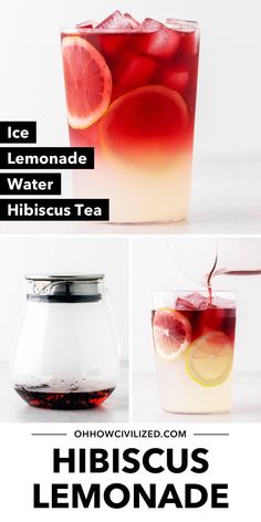 the recipe for hibiscus lemonade is shown