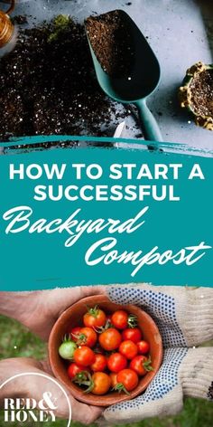 a person holding a bowl full of tomatoes with the title how to start a successful backyard compost