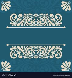 a set of decorative elements in blue and beige