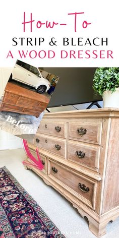 Bleached wood furniture and accessories are so on-trend right now. Learn how to strip and bleach wood furniture to get the look. Cherry Wood Furniture, Muebles Shabby Chic, Diy Sofa Table, Furniture Cheap