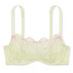 Nwt Cute Bra Top Very Spring In Lime Green And Pink Embroidered Butterflies. Embroidered Butterflies, Cute Bra, Lace Butterfly, Butterfly Top, Embroidered Butterfly, Cute Bras, Victoria Secret Bras, Fluttershy, Green And Pink