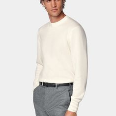 A classic crewneck knit for simple layering on any occasion, this soft off-white cashmere sweater is a luxurious and essential addition to any winter closet. White Cashmere Sweater, Winter Closet, White Crewneck, Style Expert, Mulberry Silk, Cashmere Sweater, Fashion Advice, Cashmere Sweaters, Layering