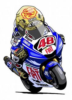 a drawing of a person on a motorcycle with the number 48 fast written on it