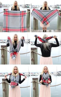 How To Tie a Square Blanket Scarf Square Blanket Scarf, Dunner Wordend Haar, Style College, Tutorial Hijab