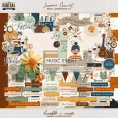 digital scrapbook page featuring music events and various things to do with the paper crafter