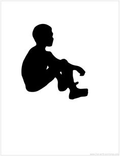 a black and white silhouette of a person sitting down