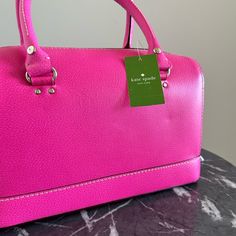 Kate Space Kaleigh Bag In Fiesta Rose // Brand New With Tags Hot Pink Bags, Chic Pink Kate Spade Satchel, Classic Pink Kate Spade Shoulder Bag, Elegant Pink Kate Spade Satchel, Kate Spade Pink Bag With Top Carry Handle, Blue Kate Spade Purse, Hot Pink Bag, Leather Zip Pouch, Rose Brand