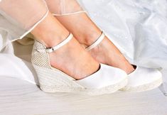 PARIS SATIN Medium Wedges Wedding Espadrilles Bridal, ankle strap, High Heel, ivory bridal shoes, bo Bridal Wedges, Medium Wedges, Wedding Wedges, Beach Wedding Sandals, Ivory Bridal Shoes, Wedge Wedding Shoes, Beach Wedding Shoes, Wedding Shoes Comfortable, Wedding Boots