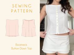 the sewing pattern for this top is easy to sew and has buttons on it