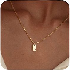 *: Initial D Necklace Length:16.5"+2" , Tag Pendant: About 0.23”*0.39”, With 0.8mm Wide Box Chain, Simple And Stylish *: Add This Dainty Initial Necklace To Your Jewelry Collectionit Can Be Worn Alone Or Layered With Other Necklaces For Most Everyday Outfits. *: Our Gold Initial Necklaces Are Made Of 14k Real Gold Plated Brass. Gold Box Chain Won't Hurt Your Skin While Remaining Strong. * : Choose Your Own Gold Letter Necklace Or That Of Your Loved Ones And Create Your Unique Jewelry. We Offer Creative And Beautiful Packaging With Heart Elements, You Can Always Give It As A Moth Initial Necklace For Girlfriend, Gold Necklace For Girlfriend, Boyfriend Initial Necklace, D Necklace Initial, D Initial Necklace, Gold Initial Necklaces, I Necklace, C Necklace, D Necklace