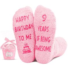 PRICES MAY VARY. BIRTHDAY GIFTS FOR GIRLS: These birthday socks could be the perfect birthday gift for your daughter, granddaughter, or niece. GIFTS FOR 9 YEAR OLD: Looking for the perfect gift for kids age 9? Look no further than our socks filled with fun and color! These socks are ideal presents for 9 year old girls. GIFTS FOR CHILDREN: Celebrate with our "HAPPY BIRTHDAY TO ME, 9 YEARS OF BEING AWESOME" socks. Perfect for any occasion, they make delightful Birthday, Christmas, or White Elephan Light Pink Birthday, Awesome Socks, Niece Gifts, Christmas Wedding Gifts, Pink Socks, Cute Cupcakes, 12th Birthday, Christmas Gifts For Girls, Perfect Birthday Gift