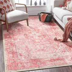 a living room scene with focus on the rug