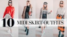 Midi Skirt Tutorial, Outfit Ideas For Cold Weather, What To Wear To Church, Skirt In Winter, Skirt Outfits Korean