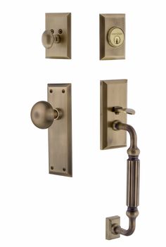 three different styles of door handles and knobs