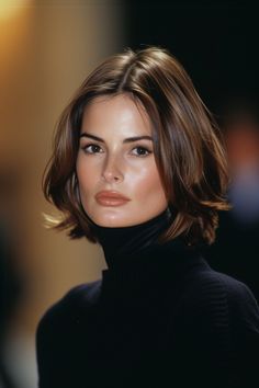 Chic 90s Lob Hairstyle Inspirations for Effortless Glamour - Days Inspired Dark Brown Lob Haircut, Kate Beckinsale Style 90s, Italian Lob Haircut, Unstyled Short Hair, Layered Shoulder Length Bob, 90’s Bob, Sleek Lob, 90s Lob, Long Bob Blonde