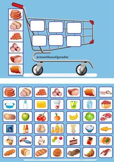 a shopping cart filled with lots of different foods