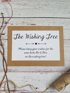 a card with the words, the wishing tree on it