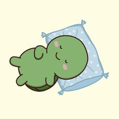 a cartoon character sleeping on top of a pillow with his head under the pillow cover