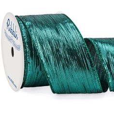 a roll of green sequinized ribbon