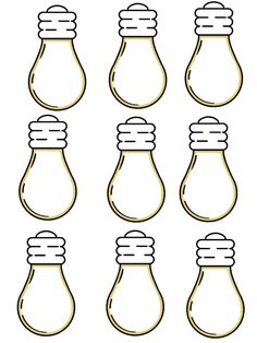 six light bulbs with different shapes and sizes