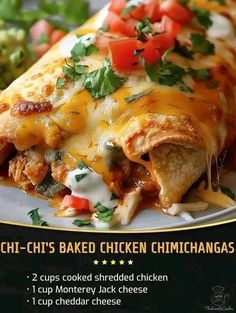 an advertisement for chicken enchiladas on a plate