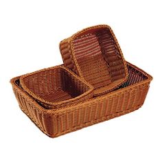 two wicker baskets sitting on top of each other