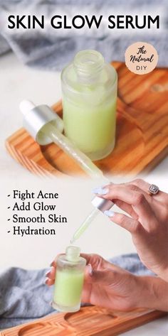 Glowing Skin Diy, Diy Serum, Haut Routine, Natural Glowing Skin, Diy Skin Care Recipes, Beauty Tips For Glowing Skin, Diy Skincare, Skin Glow