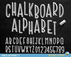 chalkboard alphabet and numbers written on a blackboard