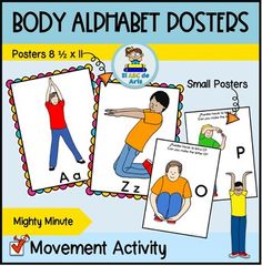 the body alphabet posters are set up to help children learn their letters and numbers with pictures