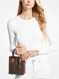 Mercer Extra-Small Logo and Leather Crossbody Bag | Michael Kors Sac Michael Kors, Michael Kors Mercer, Convertible Crossbody Bag, Zip Tote, Signature Print, Phone Wallet, Boston Red Sox, Fjallraven Kanken, Signature Logo