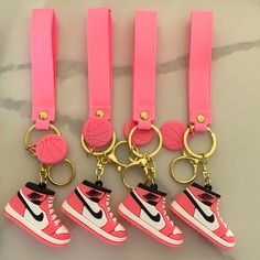 $20 Each Jordan Keychains Jordan Keychains, Sneaker Party, Car Keychain Ideas, Basketball Keychain, Pink Basketball, Pink Jordans, Nike 1, Keychain Ideas, Merry Christmas To You