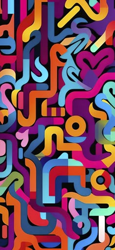 an abstract background with many different colors and shapes in the form of letters that appear to be multicolored