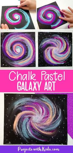 chalk pastel galaxy art project for kids that is fun to do with the kids