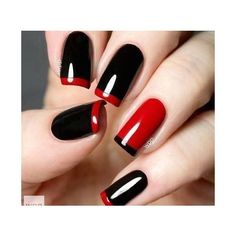 Nail Polish Style, French Tip Nail Designs, Nagel Tips, Red Nail Designs, Black Nail Designs, Super Nails, Black Nail, Unique Nails, French Tip Nails