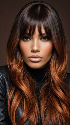 Fall Highlights for Black Hair Copper Highlights Hair Copper Highlights, Copper Aesthetic, Highlights For Black Hair, Fall Highlights, Brown Hairstyles, Haircuts For Black Women