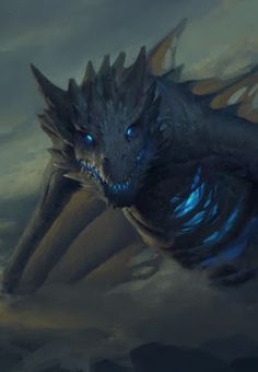 a dragon with blue eyes is flying through the air