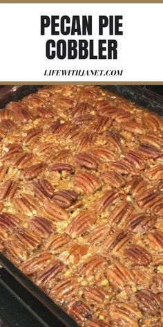 pecan pie cobbler recipe with text overlay