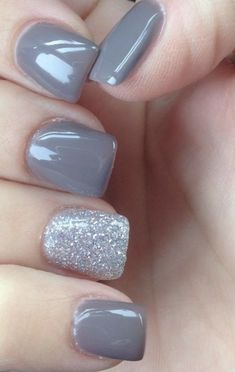 Nail Art Naturel, Grey Gel Nails, Manicure Shellac, Grey Acrylic Nails, Grey Nail Art, Grey Nail Designs, Gel Pedicure, Manicure Colors, Her Nails