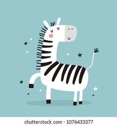 a cartoon zebra standing on its hind legs with stars around it's neck and eyes