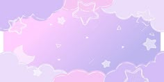 an abstract background with stars and clouds in pastel pink, purple and lila tones