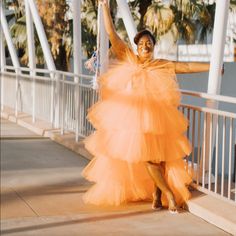 This Gorgeous Tulle Gown Is A Show Stopper! Worn Only Twice For Photo Shoots. Perfect For Photos Shoots, Birthdays And Major Events. Orange Tulle Wedding Dress, Orange Tulle Party Dress, Orange Tulle Dress For Party, Orange Ruffled Dress For Wedding, Floor Length Dress, Tulle Gown, Floor Length Dresses, High Low Dress, Floor Length