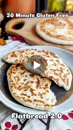 two flatbreads on a plate with the text 30 minute gluten free