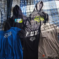 2 Hoodies And 3 Shirts. Blue Shirt Is Technically Youth Xxl But Fits Same As Mens Smalls. Sweatshirts Are Brand New.. Only Wore A Couple Times. Fox Shirts, Fox Hoodie, Brown Streetwear, Fox Shirt, Black Hoodie Men, Streetwear Hoodie, Camo Hoodie, Men Sweatshirt, Fox Racing